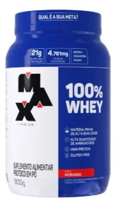 100% Whey Max Titanium Morango 900g